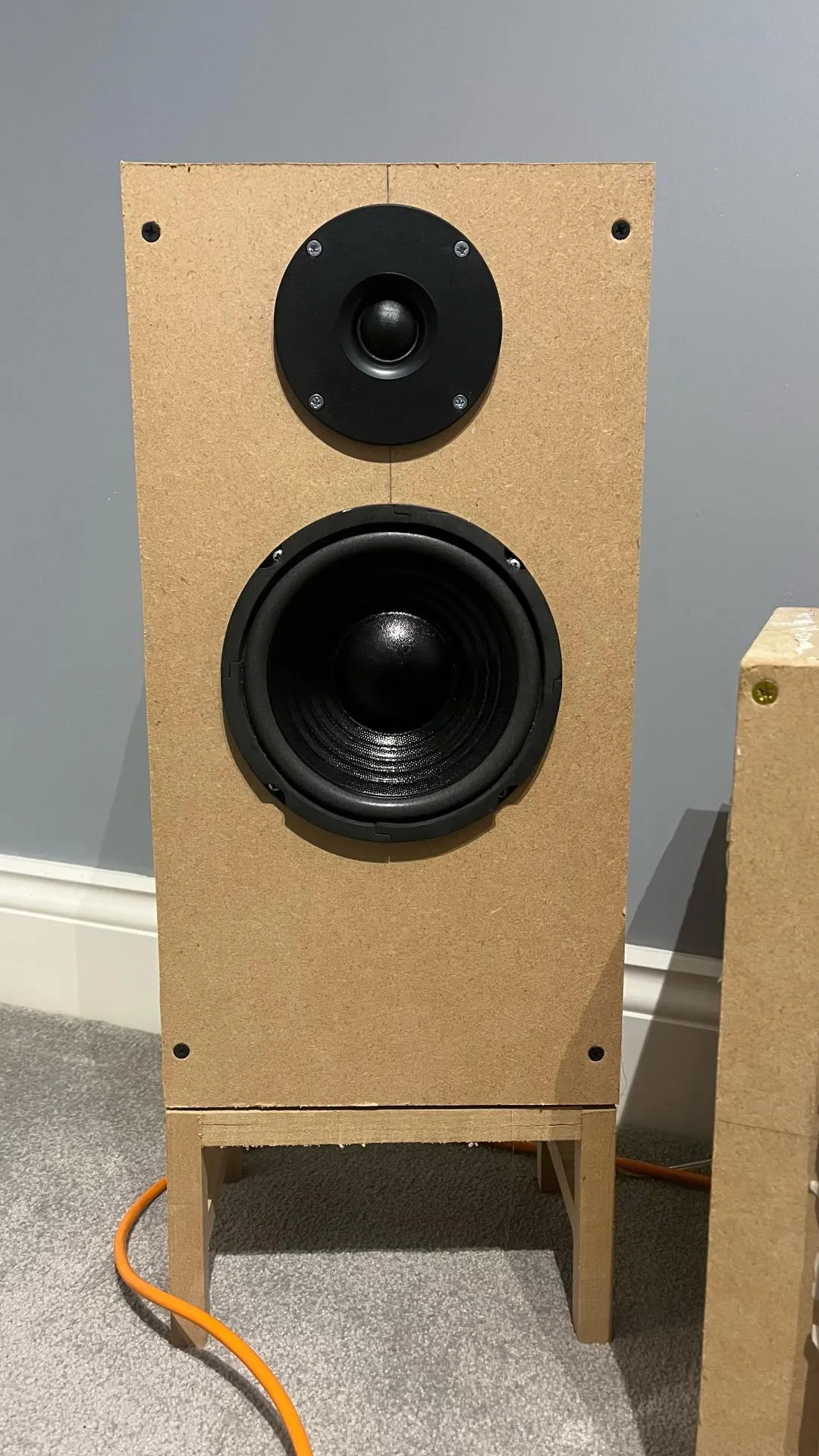 MDF speaker cabinet from the original 2.1 system, with a tweeter and midwoofer
